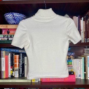 Cider White Turtle Sweater Short Sleeve XS